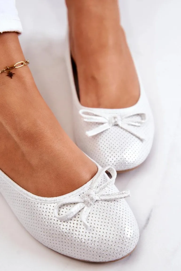 Baleriny Damskie Klasyczne Profilowana Wkładka Białe Fimme