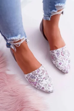 Baleriny Damskie Laura Messi 1110 Skóra Ciemnoszare Augure