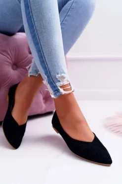 Baleriny Damskie Lu Boo Ażurowe Czarne Dessert