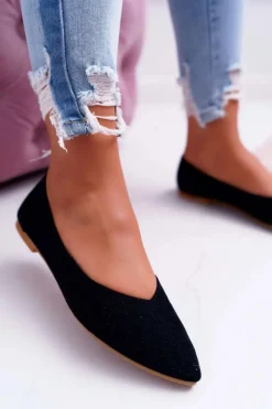 Baleriny Damskie Lu Boo Ażurowe Czarne Dessert