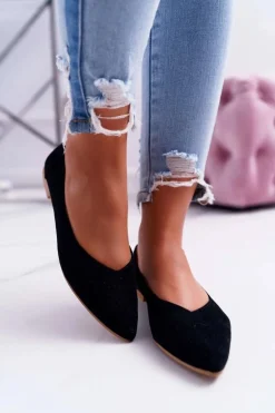 Baleriny Damskie Lu Boo Ażurowe Czarne Dessert