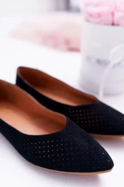 Baleriny Damskie Lu Boo Ażurowe Czarne Dessert