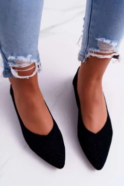 Baleriny Damskie Lu Boo Ażurowe Czarne Dessert