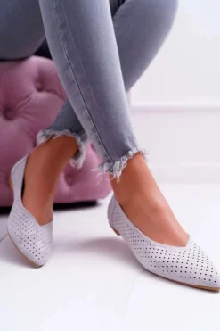 Baleriny Damskie Lu Boo Ażurowe Szare Dessert