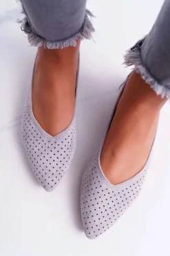 Baleriny Damskie Lu Boo Ażurowe Szare Dessert
