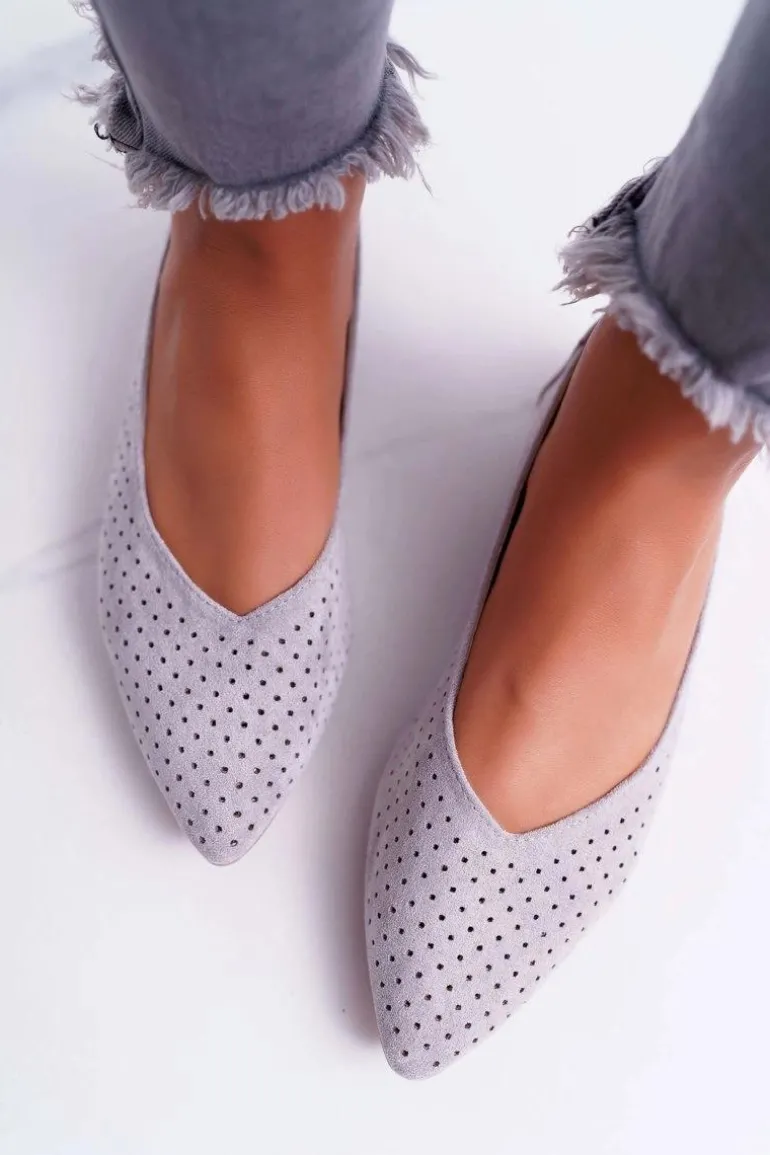 Baleriny Damskie Lu Boo Ażurowe Szare Dessert