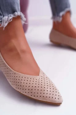Baleriny Damskie Lu Boo Ażurowe Beżowe Dessert