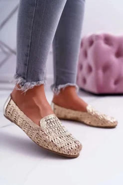 Baleriny Damskie Lu Boo Plecione Złote 4Ever