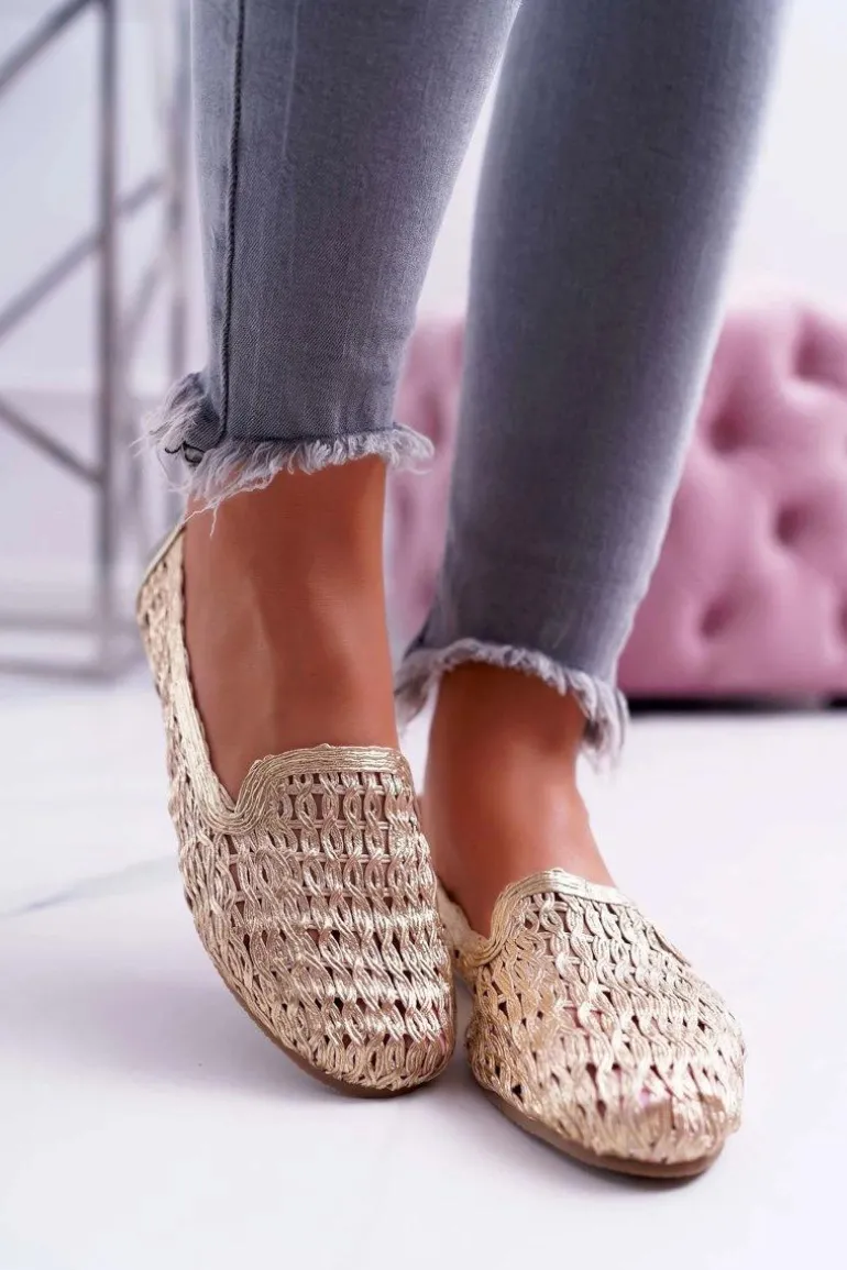 Baleriny Damskie Lu Boo Plecione Złote 4Ever