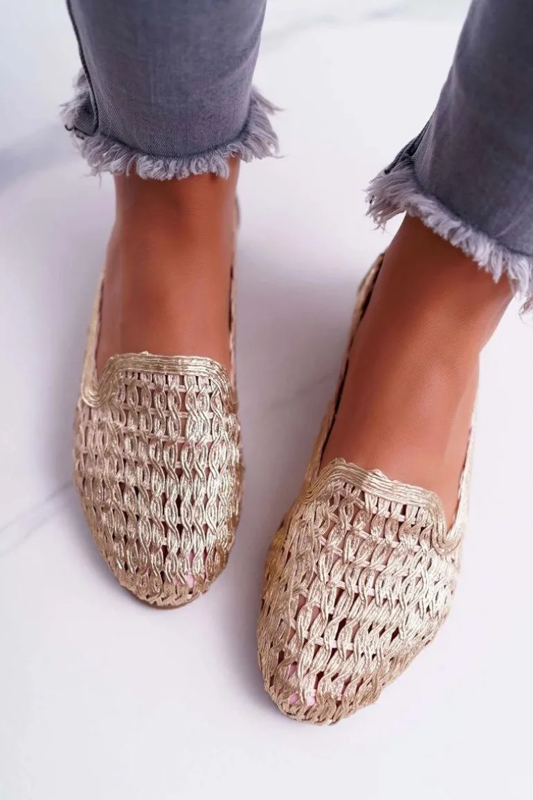 Baleriny Damskie Lu Boo Plecione Złote 4Ever