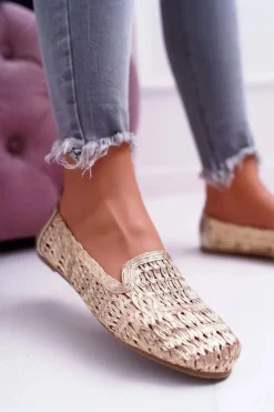 Baleriny Damskie Lu Boo Plecione Złote 4Ever