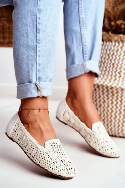 Baleriny Damskie Lu Boo Plecione Białe 4Ever