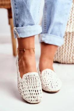 Baleriny Damskie Lu Boo Plecione Białe 4Ever