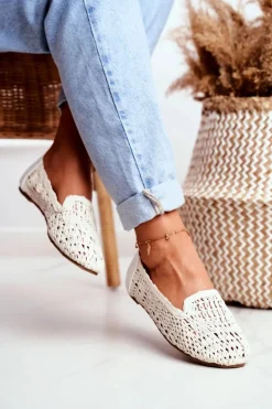 Baleriny Damskie Lu Boo Plecione Białe 4Ever