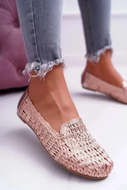 Baleriny Damskie Lu Boo Plecione Różowe Złoto 4Ever