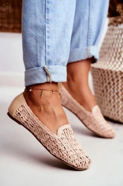 Baleriny Damskie Lu Boo Plecione Beżowe 4Ever