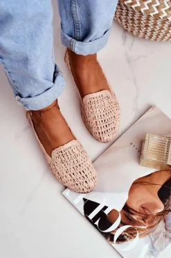 Baleriny Damskie Lu Boo Plecione Beżowe 4Ever