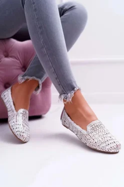 Baleriny Damskie Lu Boo Plecione Srebrny 4Ever