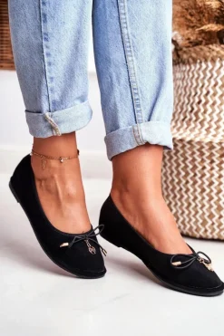 Baleriny Damskie Lu Boo Zamszowe Czarne Layla