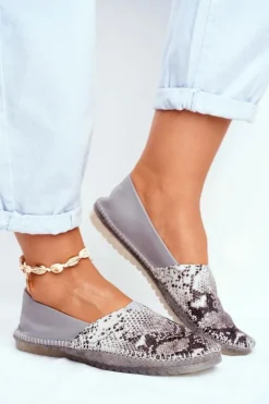 Baleriny Damskie Maciejka Skórzane Szare 01930-66/00-0