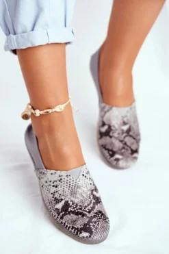 Baleriny Damskie Maciejka Skórzane Szare 01930-66/00-0