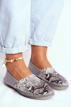 Baleriny Damskie Maciejka Skórzane Szare 01930-66/00-0