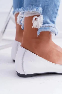 Baleriny Damskie Maciejka Skórzane Odkryte Palce 03497-59