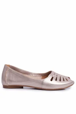 Baleriny Damskie Maciejka Skórzane Złote 03497-25