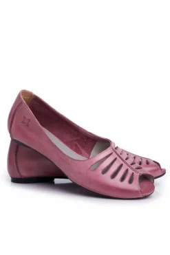 Baleriny Damskie Maciejka Skórzane Różowe 03497-15