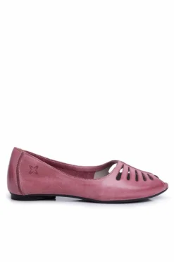Baleriny Damskie Maciejka Skórzane Różowe 03497-15