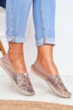 Baleriny Damskie Maciejka Skórzane Beżowe 01930-59/00-0