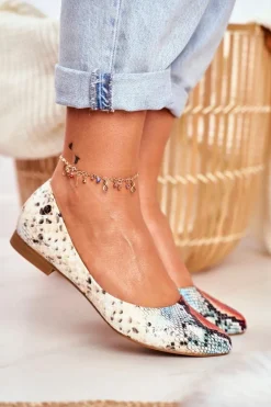 Baleriny Damskie Sergio Leone Czerwony Wąż BL611 Nemsis