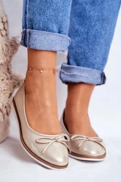 Baleriny Damskie Sergio Leone Złote BL612