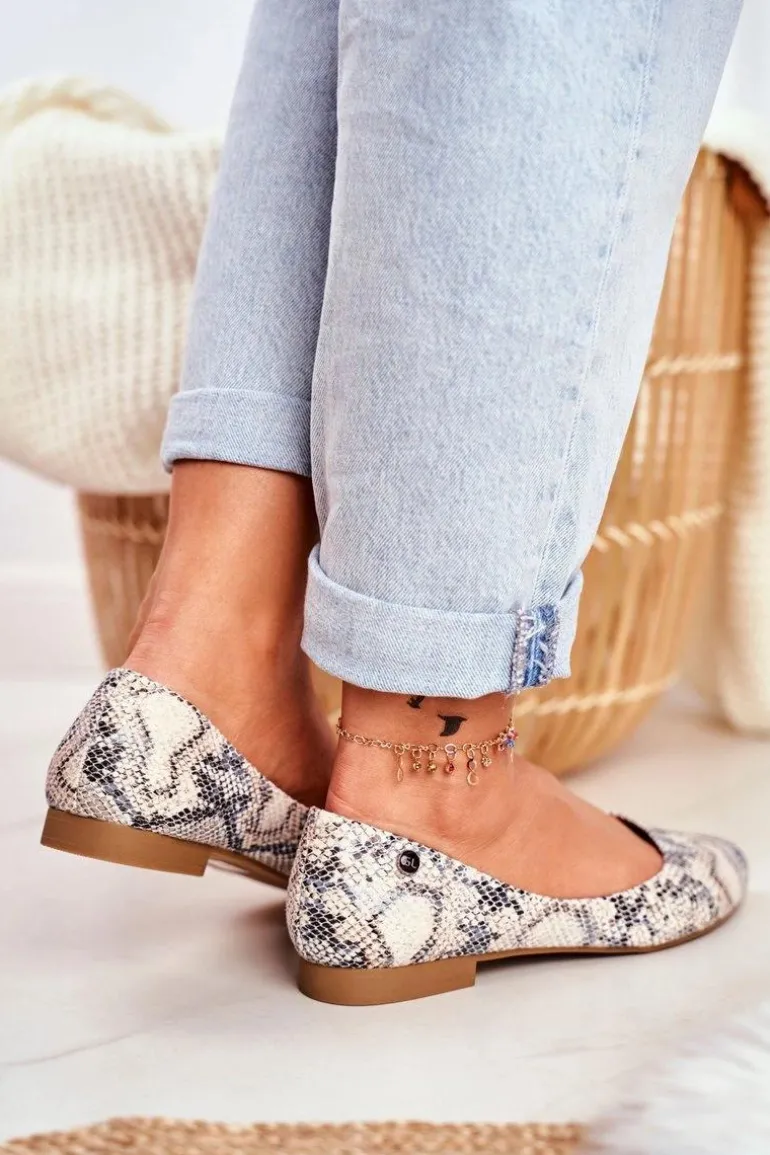 Baleriny Damskie Sergio Leone Biały Wąż BL611 Nemsis