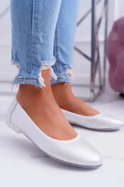 Baleriny Damskie Sergio Leone Srebrne Plex