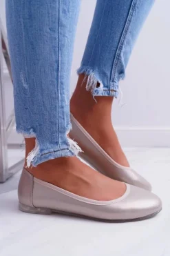 Baleriny Damskie Sergio Leone Złote Plex