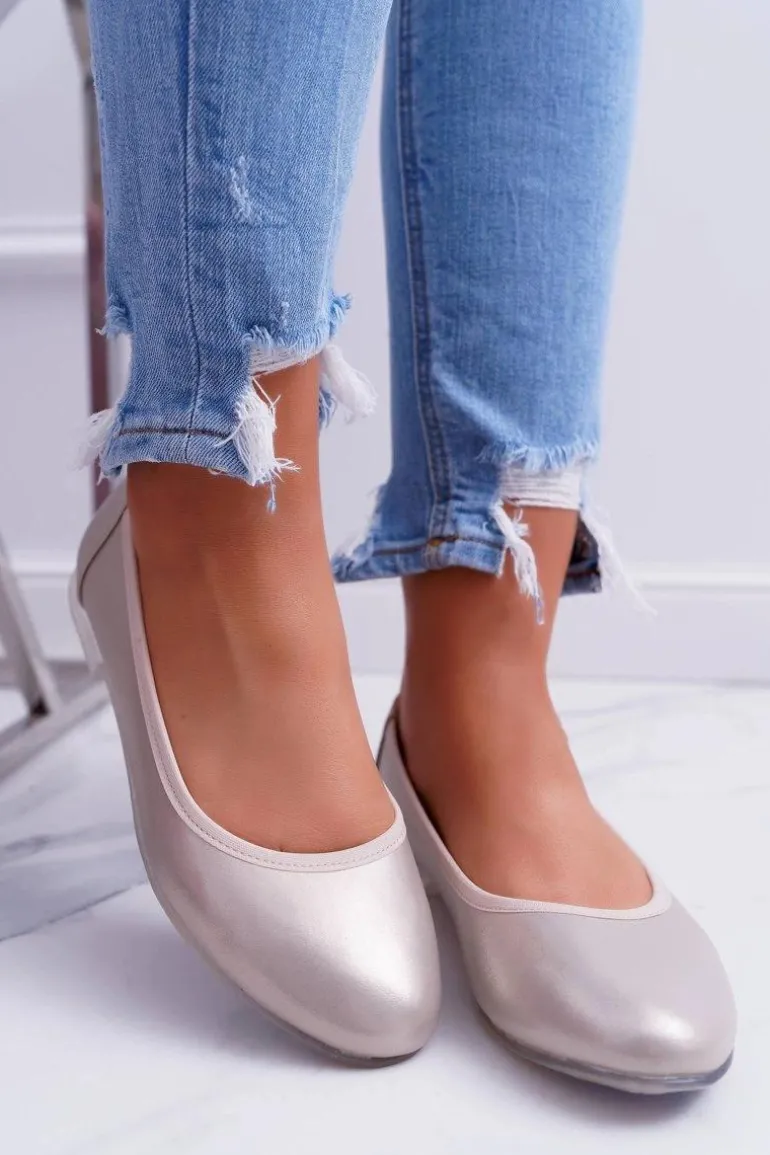 Baleriny Damskie Sergio Leone Złote Plex