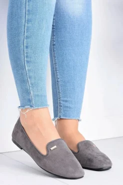 Baleriny Damskie Szare Zamszowe Neala
