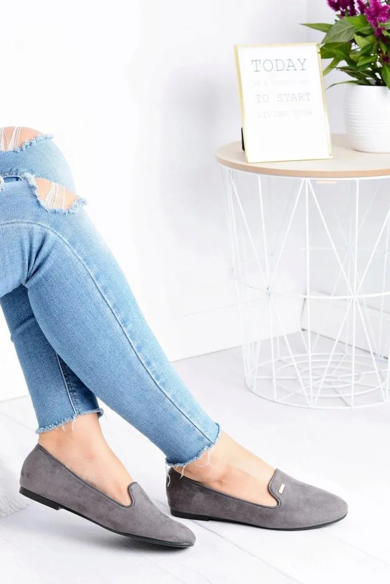 Baleriny Damskie Szare Zamszowe Neala