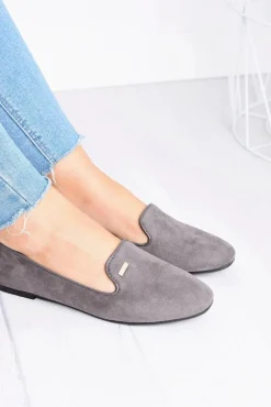 Baleriny Damskie Szare Zamszowe Neala