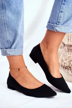 Baleriny Damskie W Szpic Zamszowe Czarne Westley