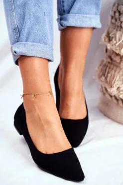 Baleriny Damskie W Szpic Zamszowe Czarne Westley