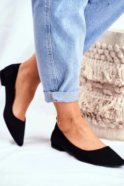 Baleriny Damskie W Szpic Zamszowe Czarne Westley