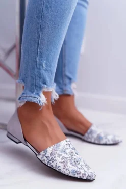 Baleriny Laura Messi 1110 Skóra Szare Augure