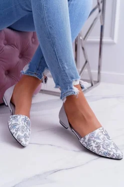 Baleriny Laura Messi 1110 Skóra Szare Augure