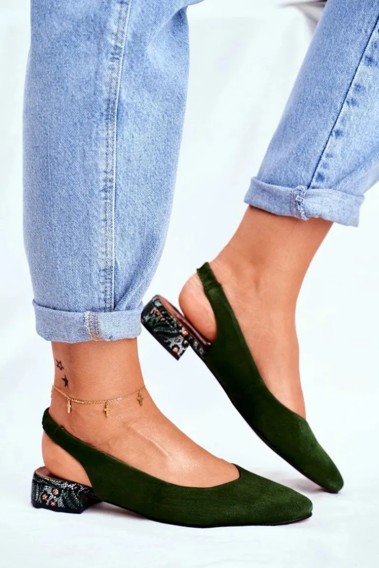 Baleriny Na Obcasie Maciejka Zielone 04482-09