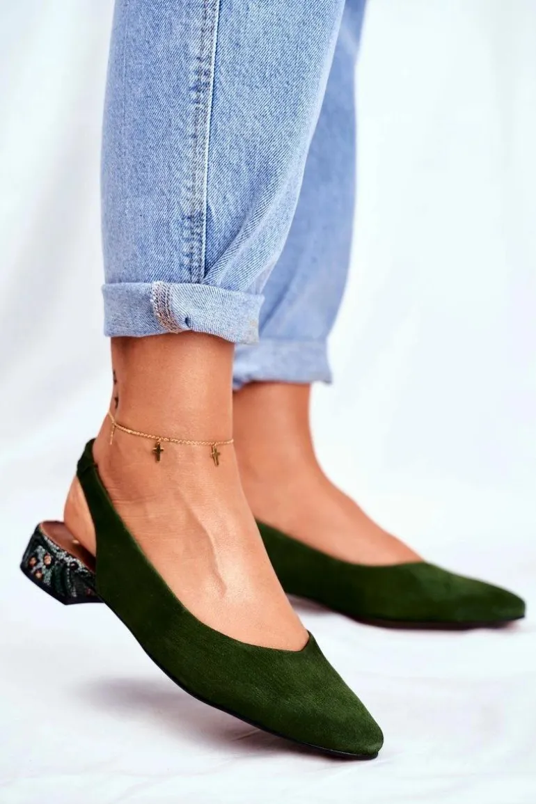 Baleriny Na Obcasie Maciejka Zielone 04482-09