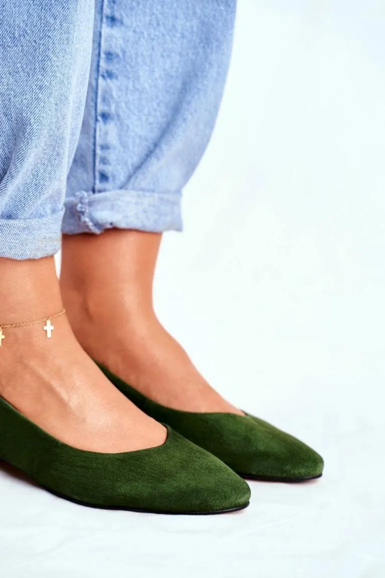 Baleriny Na Obcasie Maciejka Zielone 04482-09