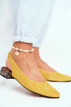 Baleriny Na Obcasie Maciejka Żółte 04482-07