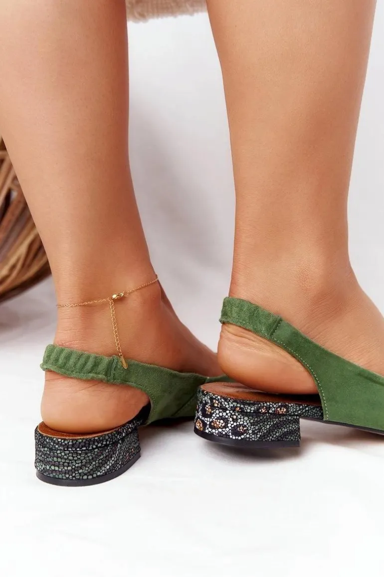 Baleriny Na Obcasie Maciejka Zielone 04482-09